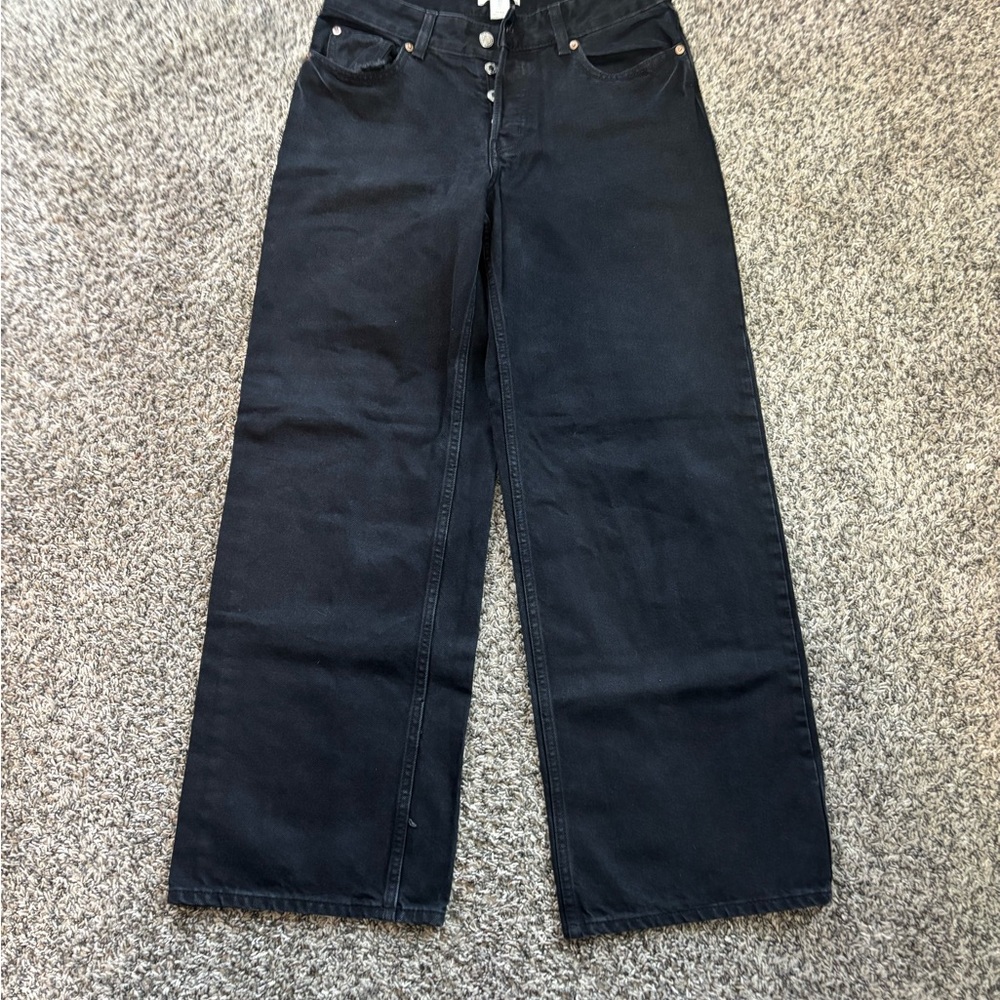 H&M Womens Black Wide Leg Jeans